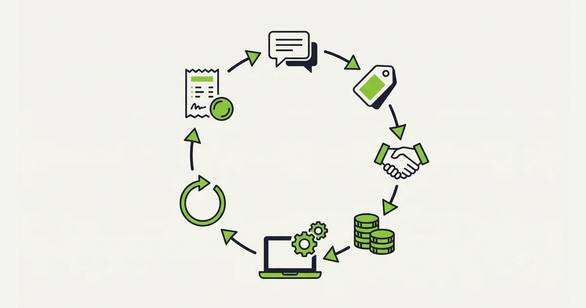 Diagram alur kerja freelance mulai dari briefing klien, penawaran harga, kesepakatan, uang muka, pengerjaan, revisi, sampai penagihan invoice